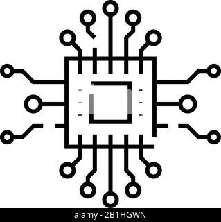 Icône de ligne de composant électronique, signe de concept, illustration vectorielle, symbole linéaire. Illustration de Vecteur