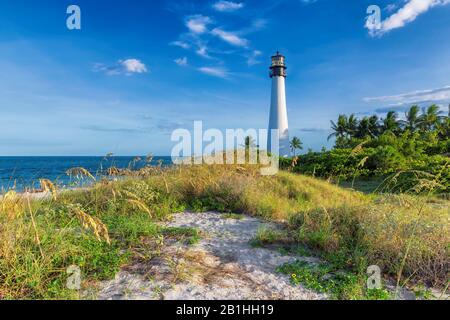 Phare du Cap Florida sur les dunes de plage, Miami, Floride, États-Unis Banque D'Images