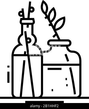 Fleurs vases icône de ligne, signe de concept, illustration vectorielle de contour, symbole linéaire. Illustration de Vecteur