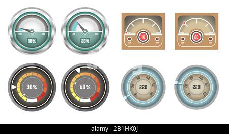 Indicateur de vitesse et de volume de carburant et affichage réglés Illustration de Vecteur
