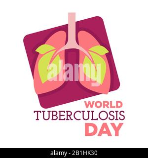 Bannière mondiale de la tuberculose avec poumons comme feuilles abstraites Illustration de Vecteur