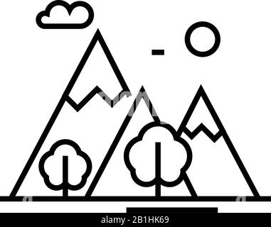 Icône de la ligne de marche forestière, signe de concept, illustration vectorielle, symbole linéaire. Illustration de Vecteur