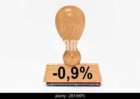 un cachet avec l'inscription moins 0,9 pour cent Banque D'Images