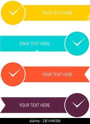 Bannières en ruban horloge. Rubans multicolores avec pointures d'horlogerie, style plat. Illustration vectorielle isolée sur blanc. Placer pour votre texte. Illustration de Vecteur