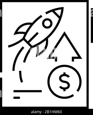 Icône de la ligne de croissance entrepreneuriale, signe de concept, illustration vectorielle, symbole linéaire. Illustration de Vecteur