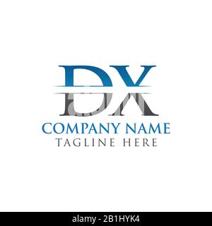 Vecteur De Conception Initial Du Logo Dx Lettre Avec Couleur Bleue Et Grise. Design du logo DX Illustration de Vecteur