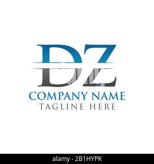 Vecteur Initial De Conception De Logo Dz Lettre Avec Couleur Bleue Et Grise. Conception du logo DZ Illustration de Vecteur