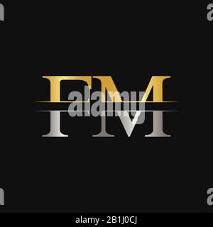 Modèle vectoriel de conception de logo de type lettre FM. Résumé lettre FM logo Design Illustration de Vecteur