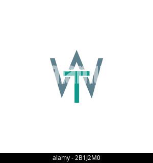 Première lettre wt logo ou tw logo vecteur modèle de conception Illustration de Vecteur