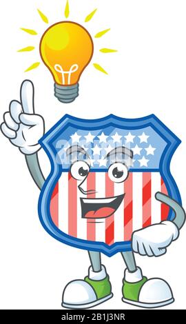 Les badges Smart Shield des États-Unis personnage de dessin animé a une idée Illustration de Vecteur