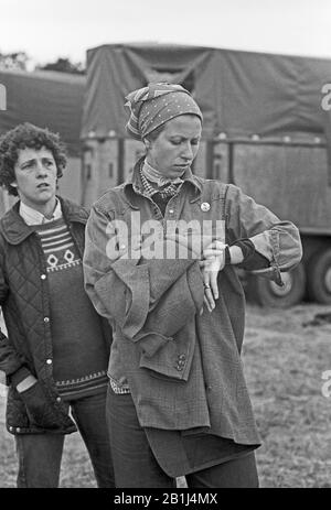 Prinzessin Anne, Tochter von Königin Elizabeth II, bei einem Reitsport-Turnier à Hambourg, Deutschland um 1980. Anne, princesse Royale du Royaume-Uni lors d'un événement de raids à Hambourg, en Allemagne vers 1980. Banque D'Images