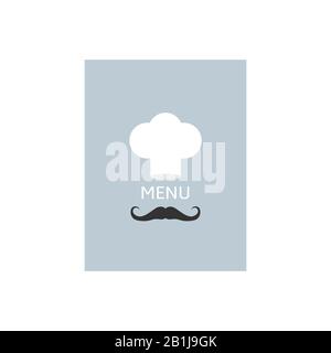 Modèle d'icône de menu. Menu de restaurant et de café, chapeau de chef et moustache Illustration de Vecteur