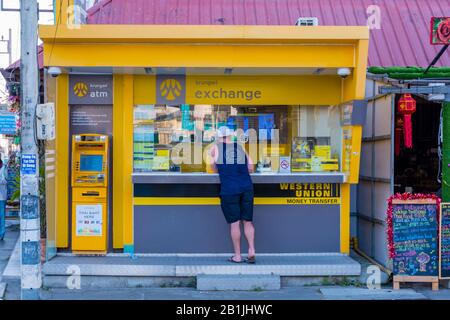 Bureau de change, vieille ville, Chiang Mai, Thaïlande Banque D'Images