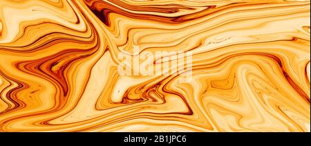 peinture à l'huile de couleur liquide orange et blanche. arrière-plan abstrait et texture. bannière d'illustration. écran large extrême. Banque D'Images