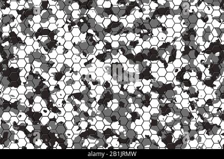 motif hexagonal camouflage noir. Illustration tridimensionnelle Banque D'Images