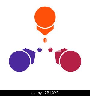 Modèle coloré lumineux pour les infographies des flèches et des cercles avec ombre, organisé en cercle, pour 3 positions Banque D'Images
