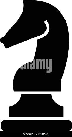 Icône noire de cheval d'échecs, illustration de concept, symbole plat vectoriel, signe glyphe. Illustration de Vecteur