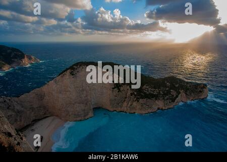 Plage d'épaves sur l'île de Zakynthos. Îles Ionienne, Grèce Banque D'Images