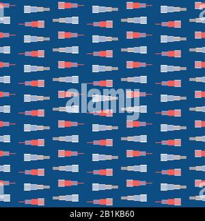 Arrière-Plan De Texture Géométrique À Rayures Chevrons. Classique Bleu Rouge Blanc Abstrait Triangle Modèle Sans Couture. Playfull Maritime Styke Tout-En-Un Illustration de Vecteur