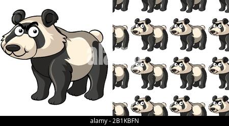 Conception d'arrière-plan transparente avec illustration de la panda folle Illustration de Vecteur