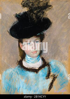 Mary Cassatt, dessin, The Black Hat, vers 1890 Banque D'Images