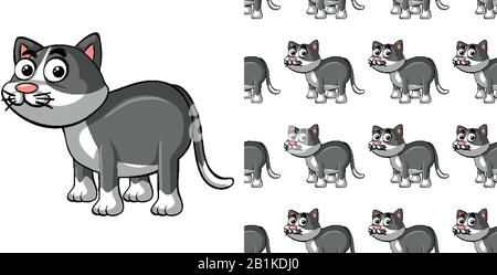 Conception d'arrière-plan transparente avec illustration grise de chat Illustration de Vecteur