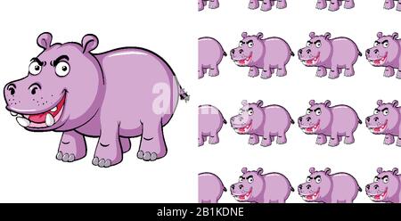 Conception d'arrière-plan transparente avec illustration d'hippopotames en colère Illustration de Vecteur