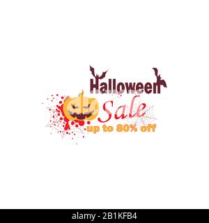 Logo créatif promotion Halloween jusqu'à 80 % de remise Illustration de Vecteur