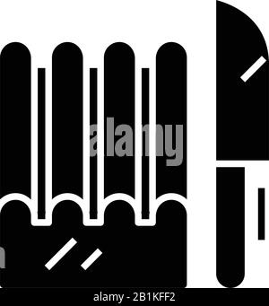 Beurre avec icône noire de couteau, illustration conceptuelle, symbole plat vectoriel, signe glyphe. Illustration de Vecteur