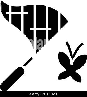 Icône noire papillon net, illustration conceptuelle, symbole plat vectoriel, signe glyphe. Illustration de Vecteur
