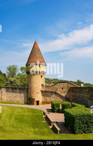 Mur de ville avec tour de guet, abbaye bénédictine, Abbaye de Cluny, Cluny, Département de Saône et Loire, Bourgogne, France Banque D'Images