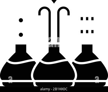 Icône noire de l'industrie chimique, illustration du concept, symbole plat vectoriel, signe glyphe. Illustration de Vecteur