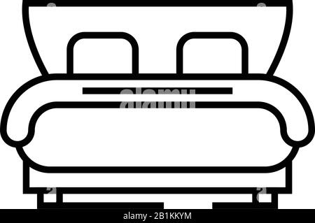 Icône de la ligne de lit de l'hôtel, panneau concept, illustration vectorielle, symbole linéaire. Illustration de Vecteur