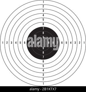 Pistolet pneumatique ISSF 10 mètres. Cible olympique de tir à l'arc imprimable. Illustration vectorielle de stock isolée sur fond blanc. Illustration de Vecteur