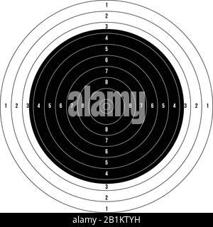 ISSF 50 mètres de fusil en décubitus ventral. Cible olympique de tir à l'arc imprimable. Illustration vectorielle de stock isolée sur fond blanc. Illustration de Vecteur