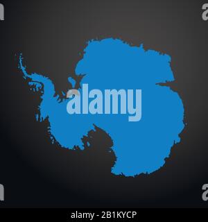 Icône de carte Antarctique isolée sur fond noir. Icône Voyage dans le monde entier. Illustration de Vecteur