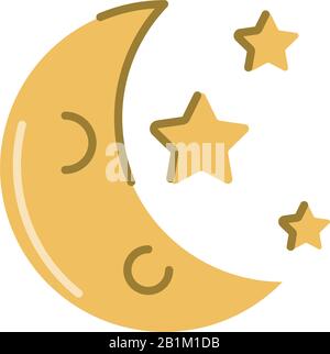 lune et étoiles sur fond blanc, icône de style plat, illustration vectorielle Illustration de Vecteur