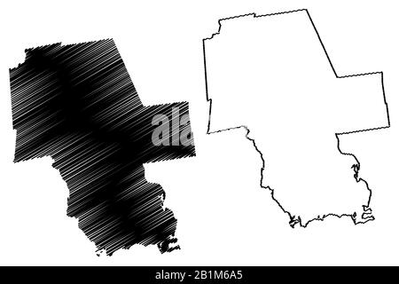 Middlesex County, Connecticut (comté américain, États-Unis d'Amérique, États-Unis, États-Unis, États-Unis) illustration vectorielle de carte, esquisse de griffonnage carte de Middlesex Illustration de Vecteur