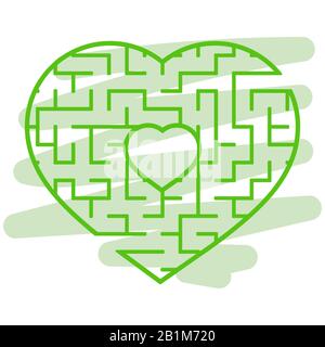 Labyrinthe en forme de coeur de couleur. Jeux pour enfants et adultes. Puzzle pour enfants. Tambour de conuntambour de labyrinthe. Illustration vectorielle plate isolée sur fond blanc Illustration de Vecteur