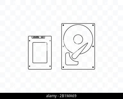 Disque dur, icône SSD. Illustration vectorielle, conception plate. Illustration de Vecteur