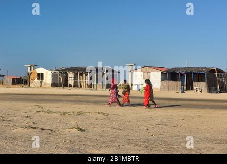 Village traditionnel de Wayuu, Cabo de la Vela, Guajira, Colombie Banque D'Images