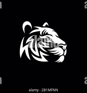 Illustration vectorielle une tête de tigre. Tête de tigre dans le style tribal Banque D'Images