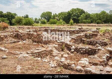 Ruines antiques dans le parc archéologique de Dion, Grèce Banque D'Images