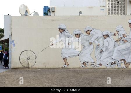 Dubaï, Émirats arabes Unis - 16 NOVEMBRE : la peinture sur un mur dans la région de Jumeirah le 16 novembre 2019 à Dubaï, aux Émirats arabes Unis Banque D'Images