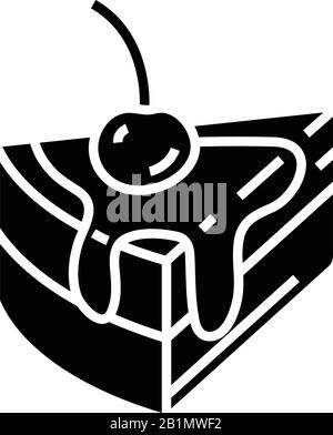 Cheesecake icône noire, illustration de concept, symbole vectoriel plat, signe glyphe. Illustration de Vecteur