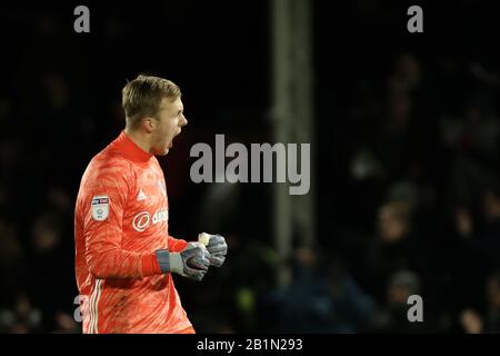 Londres, ANGLETERRE - 26 FÉVRIER Marek Rodak de Fulham célébrant son premier objectif au cours du match de championnat Sky Bet entre Fulham et Swansea City à Craven Cottage, Londres le mercredi 26 février 2020. (Crédit: Jacques Feeney | MI News) la photographie ne peut être utilisée qu'à des fins de rédaction de journaux et/ou de magazines, licence requise à des fins commerciales crédit: Mi News & Sport /Alay Live News Banque D'Images