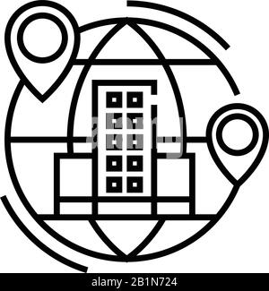 Icône de ligne d'emplacements de secteur, signe de concept, illustration vectorielle de contour, symbole linéaire. Illustration de Vecteur