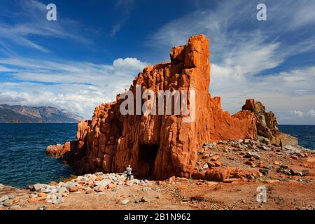 La Plage De Red Rocks, Italie, Sardaigne, Arbatax Banque D'Images