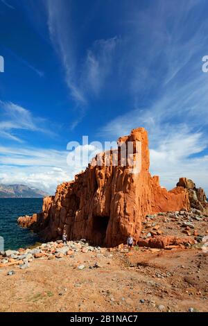 La Plage De Red Rocks, Italie, Sardaigne, Arbatax Banque D'Images