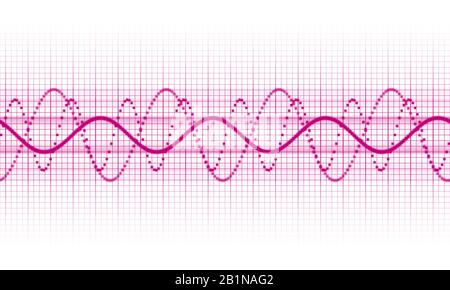 Graphique en trois dimensions, illusoire des ondes sonores roses sur fond blanc, Europe, Allemagne, Bavière Banque D'Images